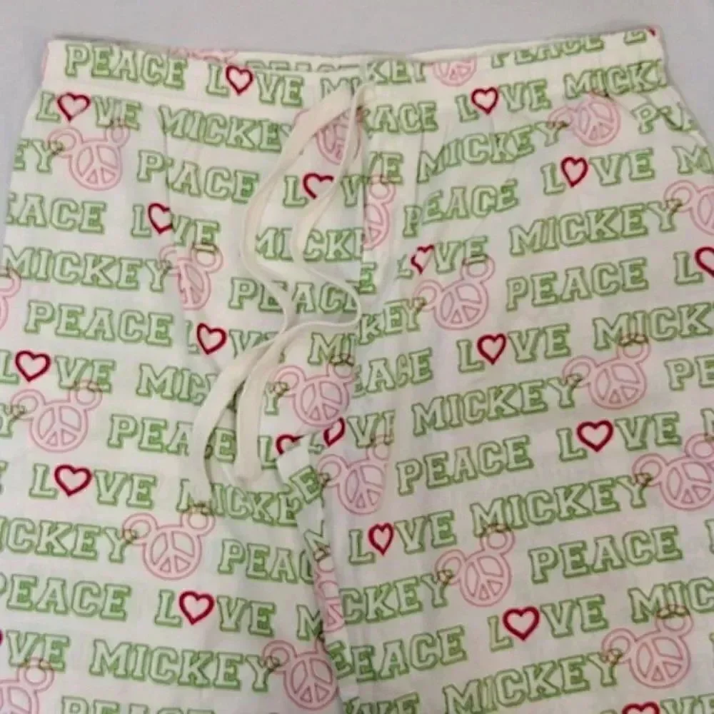 Disney VTG White Neon Mickey Mouse Printed Convertible PJ Pants Large - Picture 3 of 13